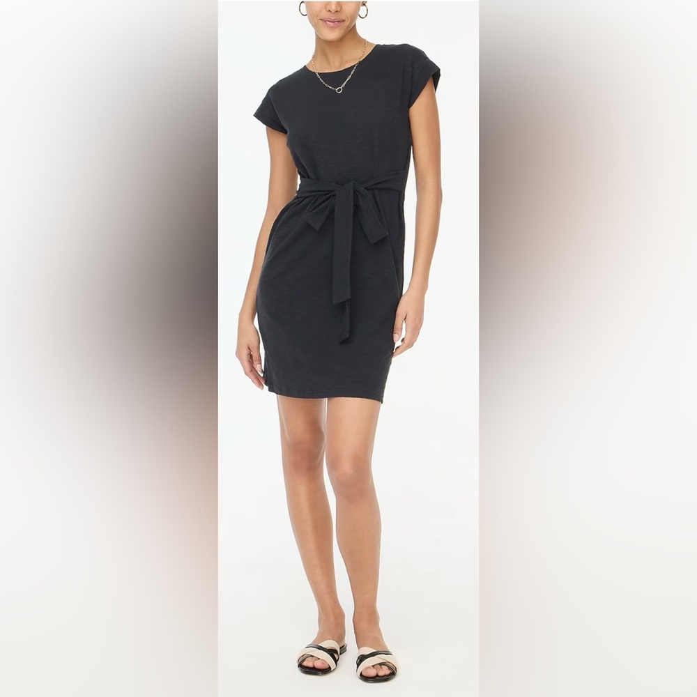 NWT JCrew Black Mini Tie Dress- Large